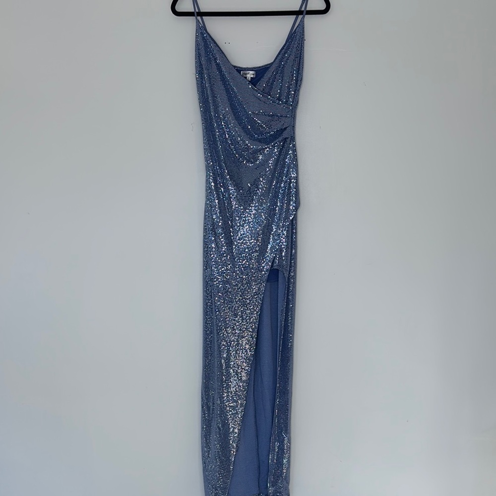 Elegant Blue Sequin Dress
